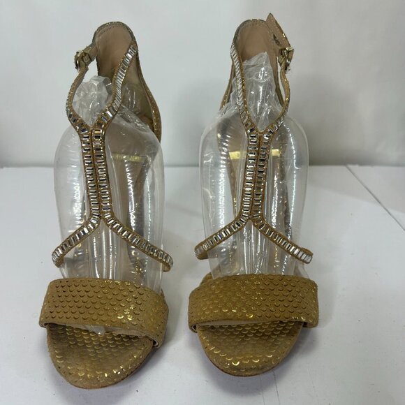 Marciano Stiletto Heels Metallic Gold Crystal Embellishments Size 9M - Picture 2 of 9
